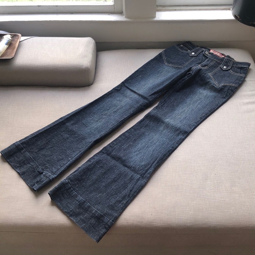 Vintage denim flare dark wash denim